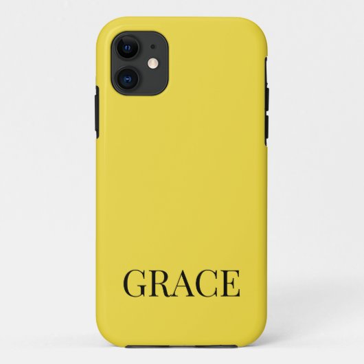 Modern Mustard Yellow Personalized Name Case-Mate iPhoneケース (裏面)