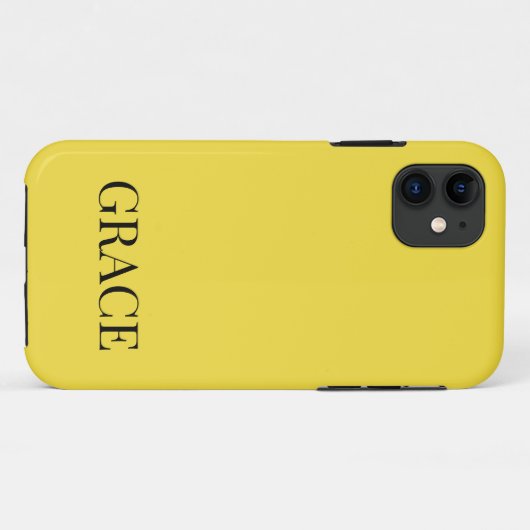 Modern Mustard Yellow Personalized Name Case-Mate iPhoneケース (裏面(横))