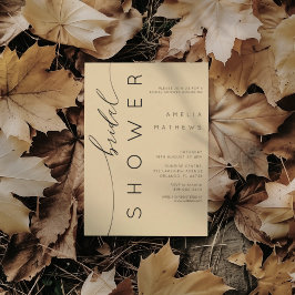 Modern Muted Gold & Black Bridal Shower 招待状