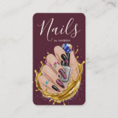 Modern Nail Art Studio Burgundy Manicurist Artist 名刺 (正面)