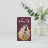 Modern Nail Art Studio Burgundy Manicurist Artist 名刺 (スタンド正面)