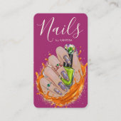 Modern Nail Art Studio Manicurist Artist Hot Pink 名刺 (正面)