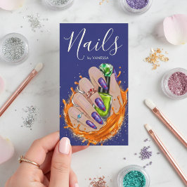 Modern Nail Art Studio Manicurist Artist Navy Blue 名刺