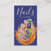 Modern Nail Art Studio Manicurist Artist Navy Blue 名刺 (正面)