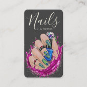 Modern Nail Art Studio Manicurist Artist Pink Blue 名刺 (正面)