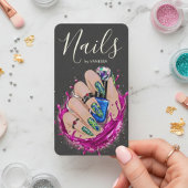 Modern Nail Art Studio Manicurist Artist Pink Blue 名刺