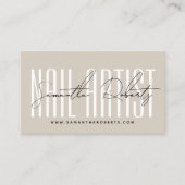 Modern nail artist script typography beige ロイヤリティカード (正面)