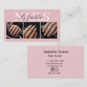 Modern Nail Artist Three Photo Typography 名刺 (正面/裏面)