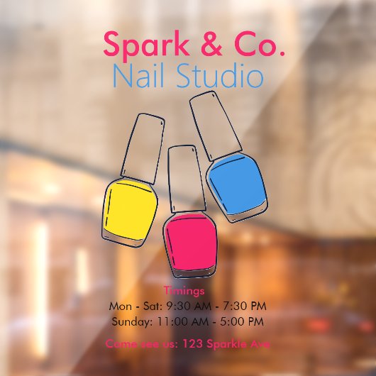 Modern Nail Bar | Colorful Nail Studio ウィンドウサイン (シート2)