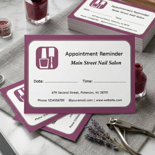 Modern Nail Salon Appointment Reminder Cards 予約カード
