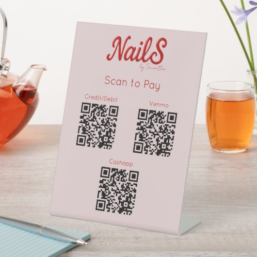 Modern Nail Salon Artist Scan to pay QR Codes 台座サイン (インサイチュ)