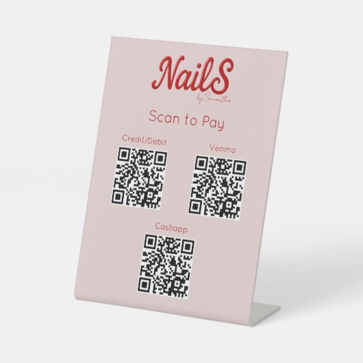Modern Nail Salon Artist Scan to pay QR Codes 台座サイン (正面)