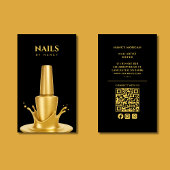 Modern Nail salon QR Code Black And Gold 名刺