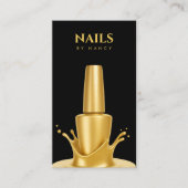 Modern Nail salon QR Code Black And Gold 名刺 (正面)