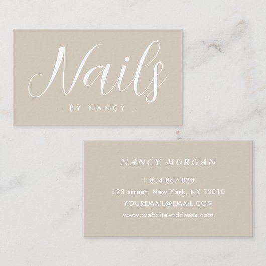 Modern Nail Salon Typography Script  名刺 (正面/裏面)