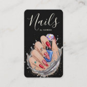 Modern Nail Studio Red Blue Manicurist Artist 名刺 (正面)