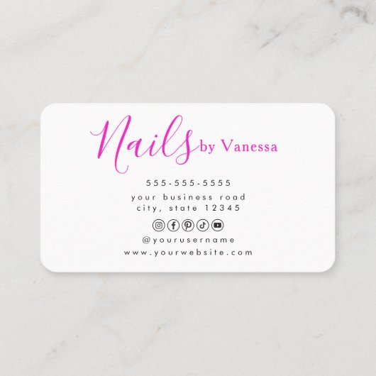 Modern Nail Technician Branding Nail Artist Chic 名刺 (裏面)