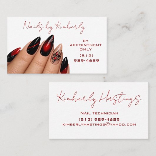 Modern Nail Technician Business Card Design 名刺 (正面/裏面)