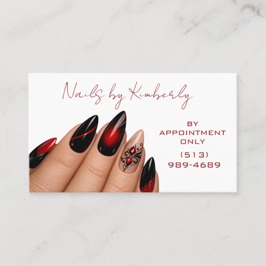 Modern Nail Technician Business Card Design 名刺 (正面)