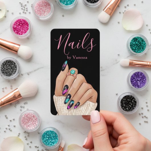 Modern Nail Technician Nails Art Salon Qr Code 名刺