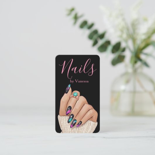 Modern Nail Technician Nails Art Salon Qr Code 名刺 (スタンド正面)