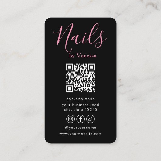 Modern Nail Technician Nails Art Salon Qr Code 名刺 (裏面)