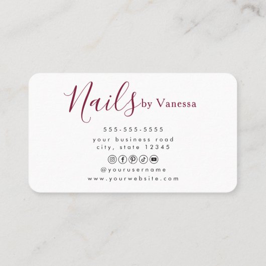 Modern Nail Technician Personal Branding Chic 名刺 (裏面)