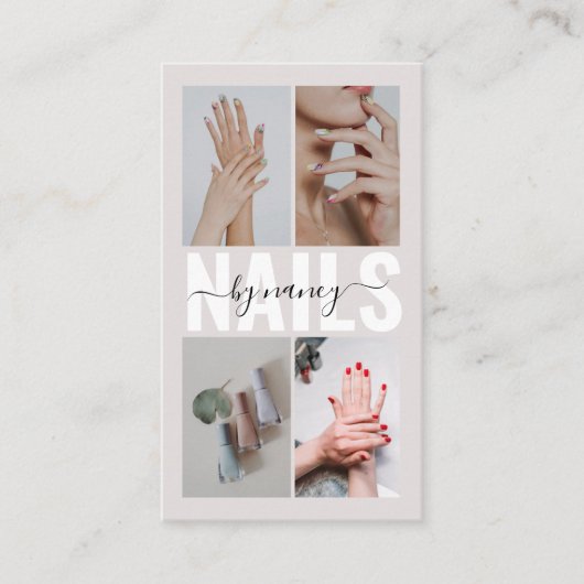  Modern Nail Technician Photo Collage Qr Code  名刺 (正面)