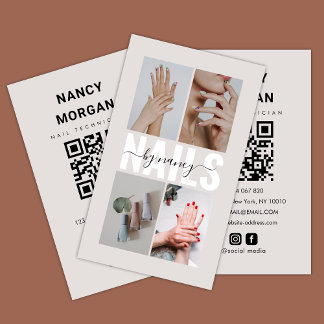  Modern Nail Technician Photo Collage Qr Code  名刺
