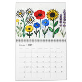 Modern Naive Floral Art Calendar カレンダー (1月 2027)
