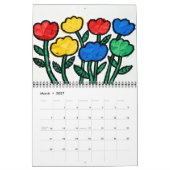 Modern Naive Floral Art Calendar カレンダー (3月 2027)