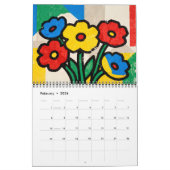 Modern Naive Floral Art Calendar カレンダー (2月 2026)