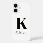 Modern Name Initial White Black Personalize Case-Mate iPhoneケース (裏面)