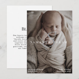 Modern Name Monogram Newborn Photo  案内状