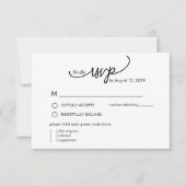 Modern Name Monogram with Leaf Scripted  出欠カード (正面)