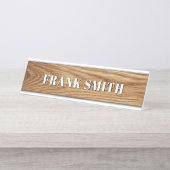 Modern Name Oak Wood Photo デスクネームプレート (正面)