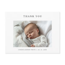 Modern Name Photo Baby Thank You Card