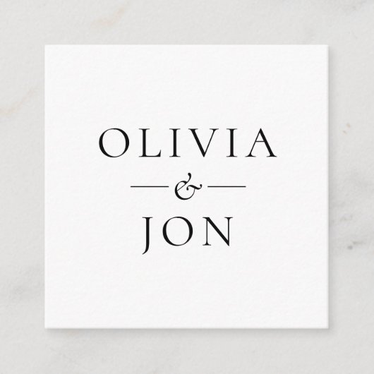 Modern Names QR Code Black White Wedding RSVP エンクロージャーカード (正面)