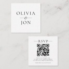 Modern Names QR Code Black White Wedding RSVP エンクロージャーカード
