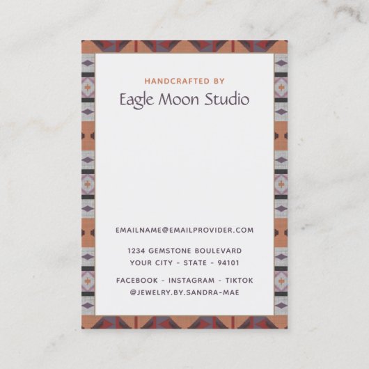 Modern Native Tribal Earring Jewelry Display Card 名刺 (裏面)