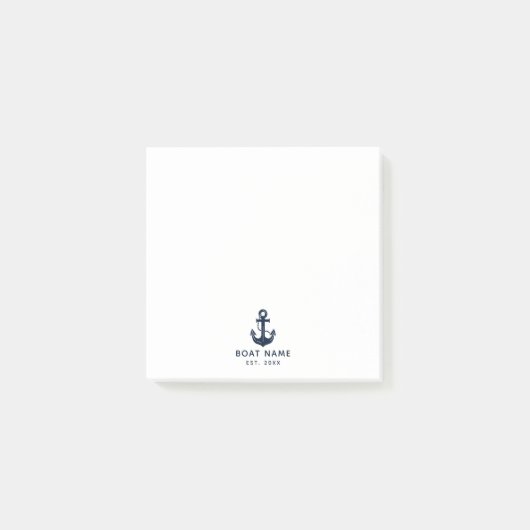 Modern Nautical Anchor Boat Name Custom ポストイット (正面)