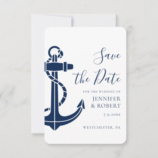 Modern Nautical Anchor Wedding Save the Date セーブザデート (正面)
