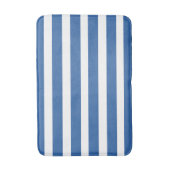 Modern Nautical Blue and White Horizontal Striped バスマット (正面縦)