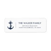 Modern Nautical Boat Anchor Family Return Address ラベル (正面)