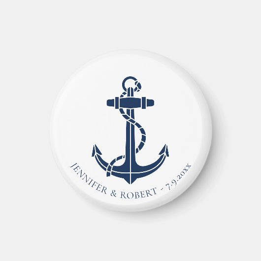 Modern Nautical Boat Anchor Wedding Swag マグネット (正面)