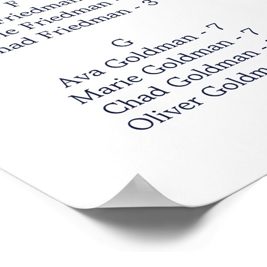 Modern Nautical Greenery Alphabetical Seating ポスター (角)