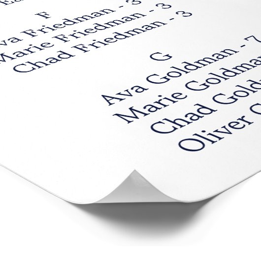 Modern Nautical | Starfish Alphabetical Seating ポスター (角)