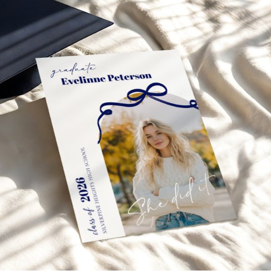 Modern Navy 2026 Graduation Invitation 招待状