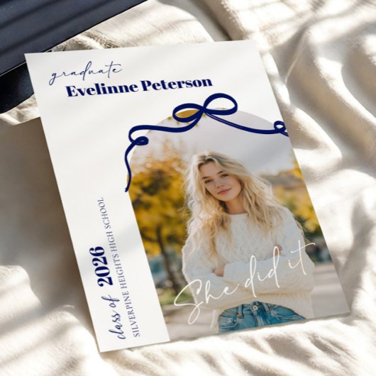 Modern Navy 2026 Graduation Invitation 招待状