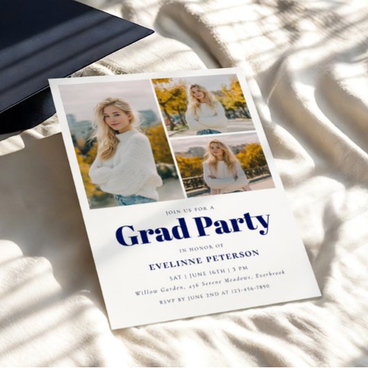 Modern Navy 2026 Graduation Invitation 招待状